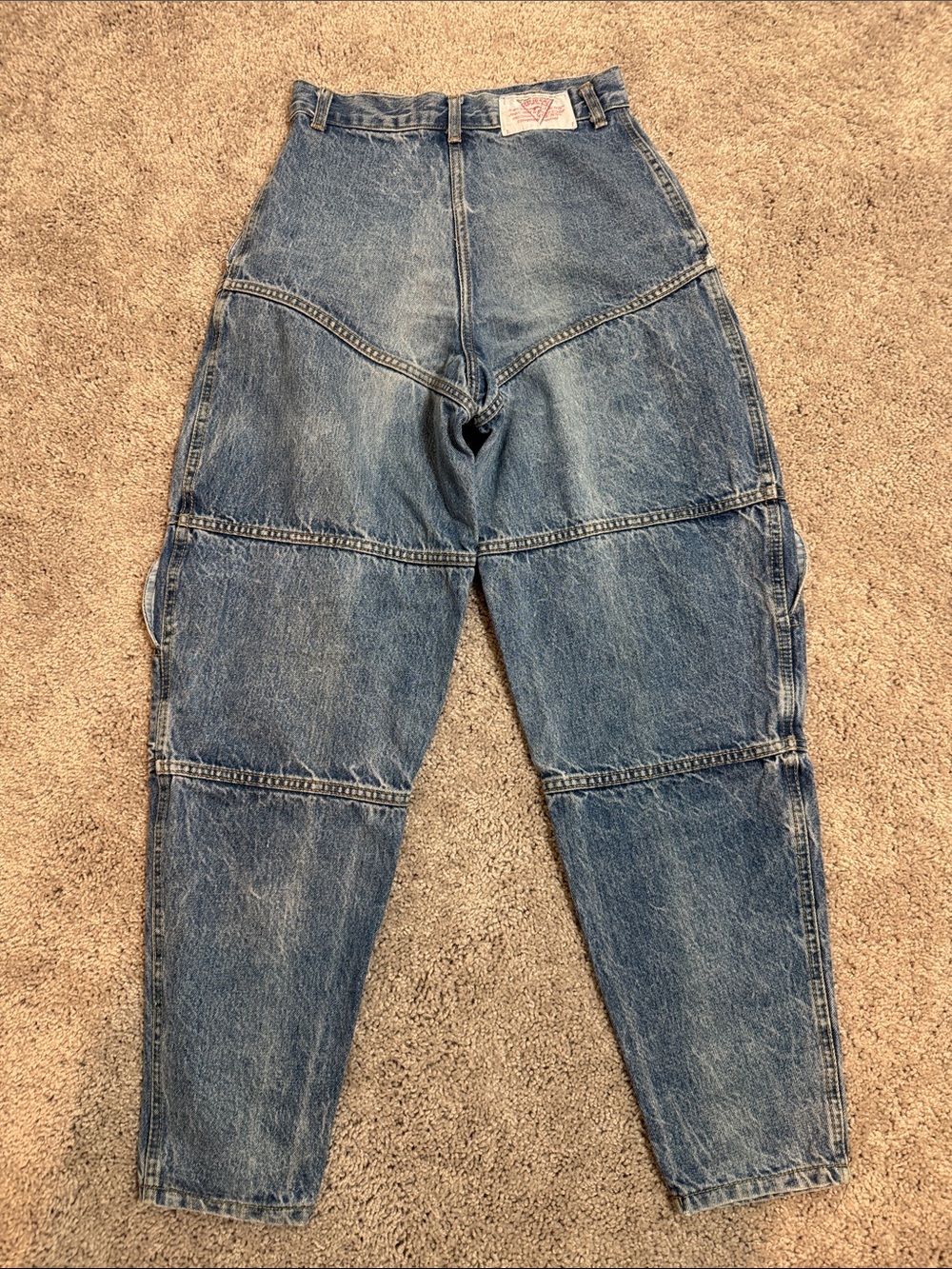 Vintage Guess 1980s by Georges Marciano Front Panel Tapered Leg Jeans Size 26 - Picture 3 of 11